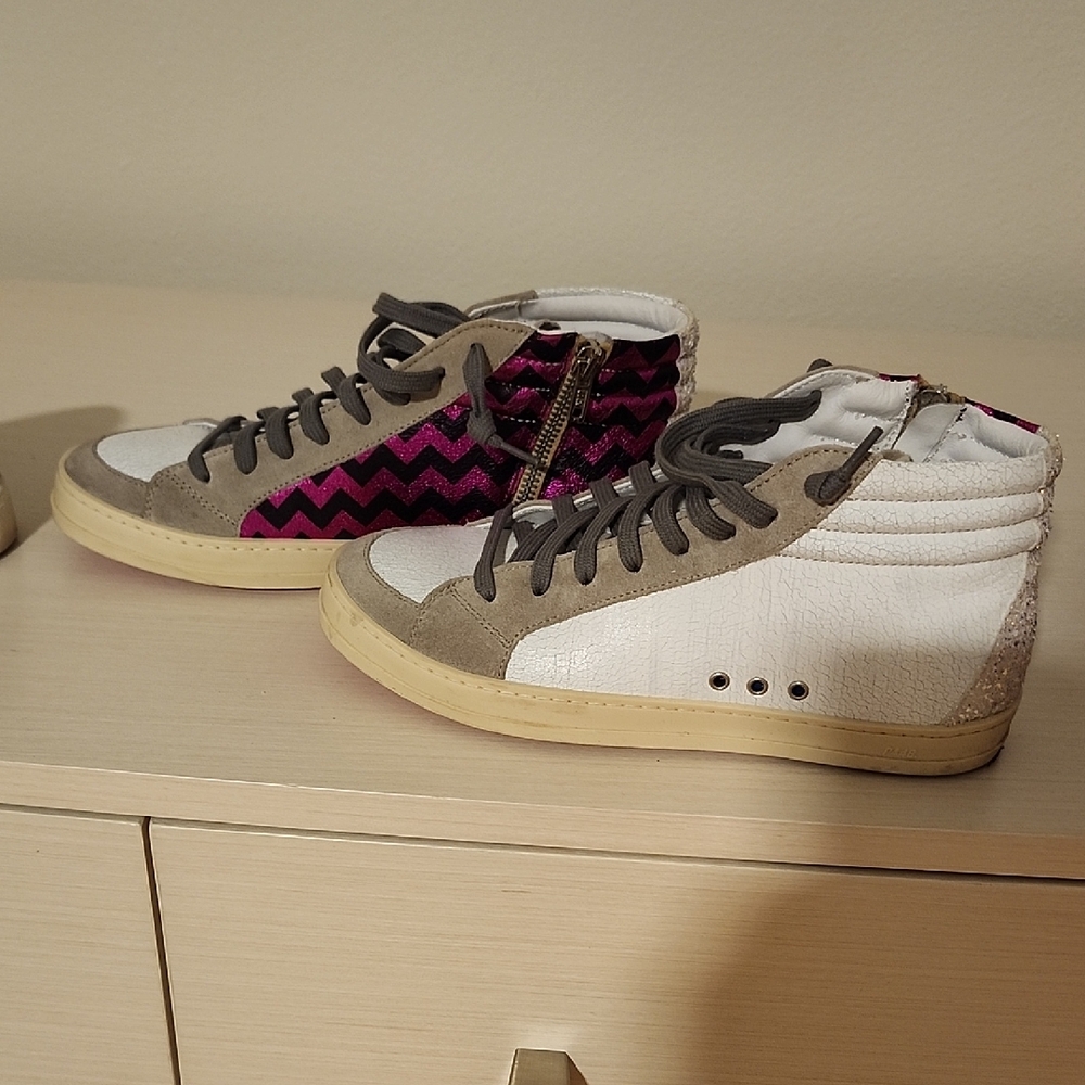 P448 Women's Sneakers in White, Gray, and Pink